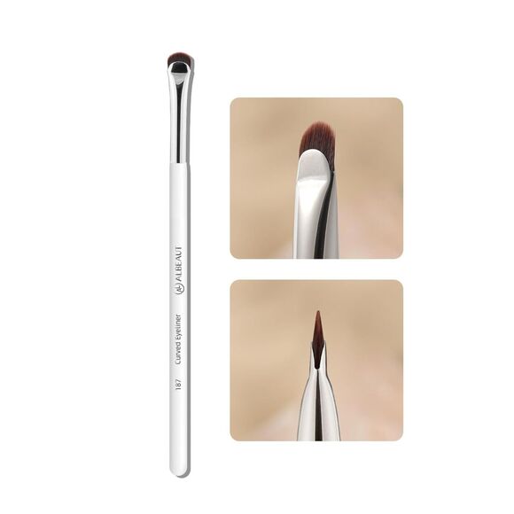 187 White curved Eyeliner Definer Crescent-Shaped Eyeliner and Brow Brush - Picture 3 of 5